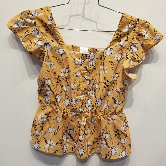 Floral Yellow Sleeveless Top Juniors Size M - Picture 1 of 7